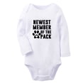 thumbnail image 1 of Newest Member Of The Pack Funny Rompers, Newborn Baby Unisex Bodysuits, Infant Jumpsuits, Toddler 0-12 Months Kids Long Sleeves Oufits (White, 6-12 Months), 1 of 4