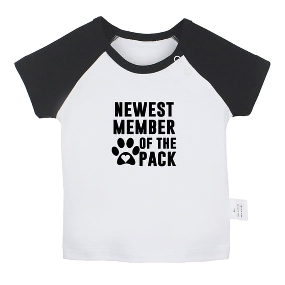 Newest Member Of The Pack Funny T shirt For Baby, Newborn Babies T-shirts, Infant Tops, 0-24M Kids Graphic Tees Clothing (Short Black Raglan T-shirt, 12-18 Months)