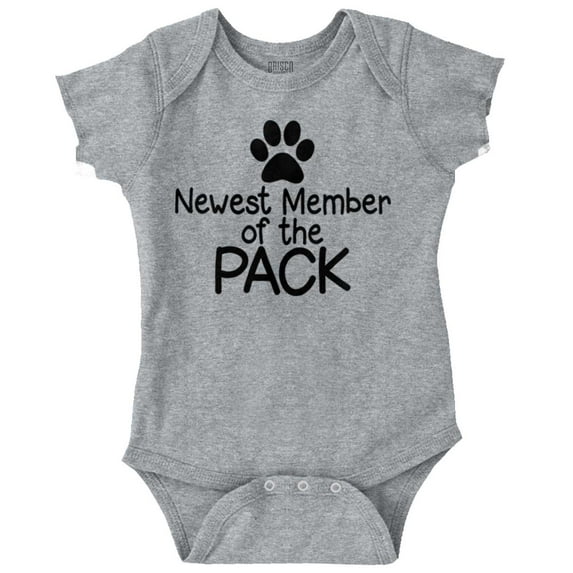 Newest Member Of The Pack Paw Print Romper Boys or Girls Infant Baby Brisco Brands 12M