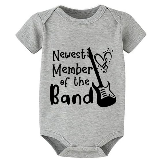 Newest Member of The Band Bodysuits Baby Boy Short Sleeve Baby Boy Coming Home Outfit White Infant Suits for Boys 0-3 Months