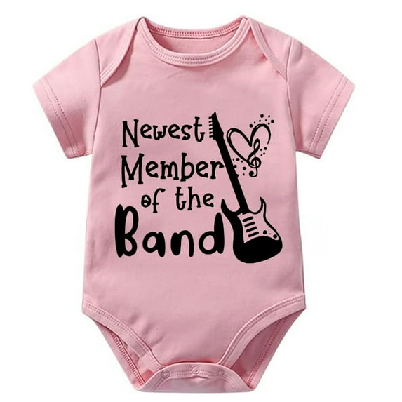 Newest Member of The Band Neutral Baby Girl Clothes Short Sleeve Baby Girl Neutral Outfit White Baby Girl Romper 9-12 Months