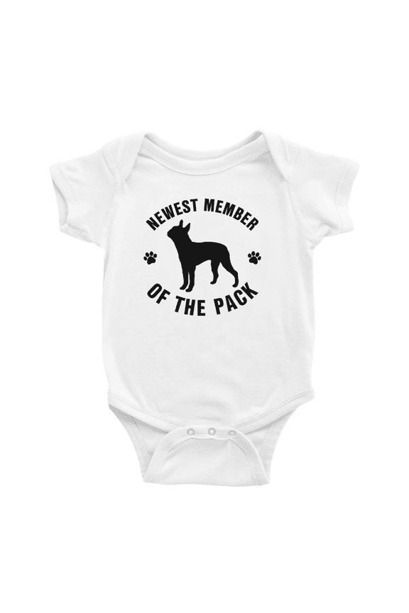 Newest Member of The Pack Boston Boxer Dog Cute Baby Jumpsuits Boy Girl