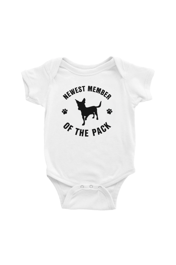 Newest Member of The Pack Chiweenie Dog Funny Baby Jumpsuits Boy Girl
