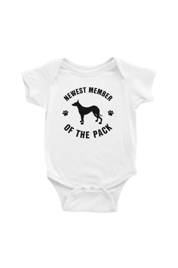 Newest Member of The Pack Pharaoh Hound Dog Funny Baby Romper Boy Girl