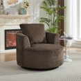 thumbnail image 1 of Newest Modern Faux Fur Swivel Accent Chair with Pocket Springs, Dark Brown, 1 of 1