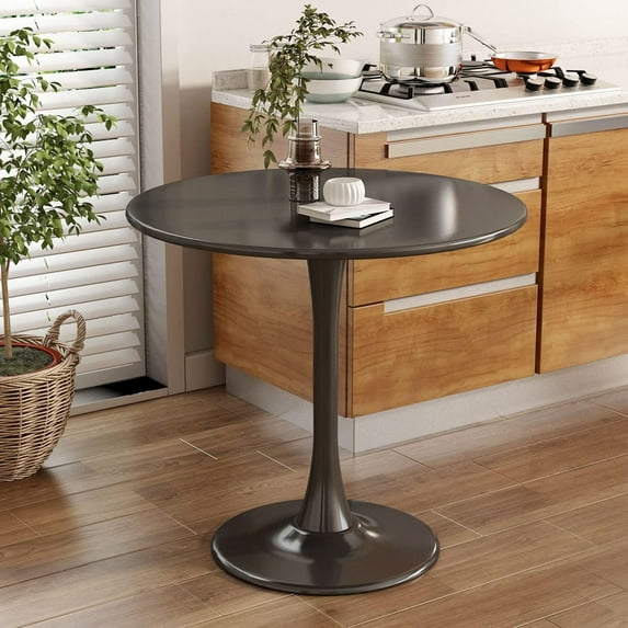 Newest Modern Tulip Table,Round Dining Table with MDF Top and Steel Base for Kitchen & Small Space,Black