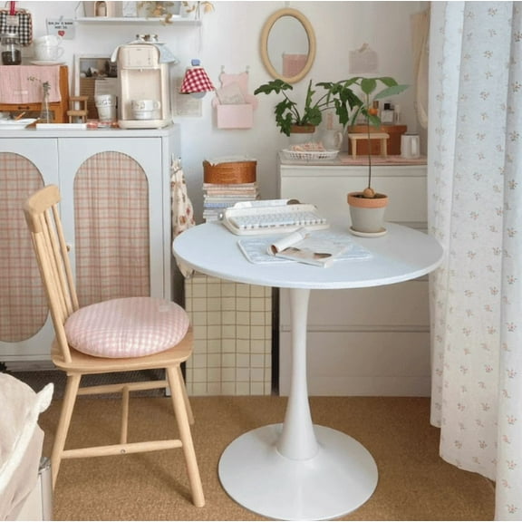 Newest Modern Tulip Table,Round Dining Table with MDF Top and Steel Base for Kitchen & Small Space,White