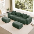 thumbnail image 1 of Newest Modern U-Shape Velvet Sectional Sofa with 2 Ottomans & Throw Pillows for Living Room & Lounge, Green, 1 of 10