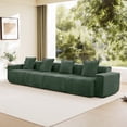 thumbnail image 1 of Newest 138" 4-Seater Modular Velvet Sofa for Living Room, Deep-Seat Design with Throw Pillows & No Assembly Required, Green, 1 of 10