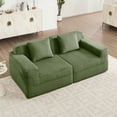 thumbnail image 1 of Newest Modular 2 Seat Loveseat Boneless Sofa, Cloud Sectional Couch,Deep Seat, Modern Modular 2-Seat Sofa Couch,Throw Pillows Corduroy Fabric Green, 1 of 11