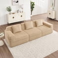 thumbnail image 1 of Newest Modular 3 Seat Boneless Sofa, Cloud Sectional Couch,Deep Seat, Modern Modular 3-Seat Sofa Couch,Throw Pillows Corduroy Fabric Camel, 1 of 11