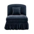 thumbnail image 1 of Newest Multi-Functional Armless Chair, Blue Chenille Sofa,Removable Skirt, Convertible 2 Styles, Includes Pillow, Ideal for Apartments, 1 of 9