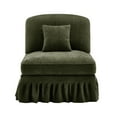 thumbnail image 1 of Newest Multi-Functional Armless Chair, Green Chenille Sofa,Removable Skirt, Convertible 2 Styles, Includes Pillow, Ideal for Apartments, 1 of 9
