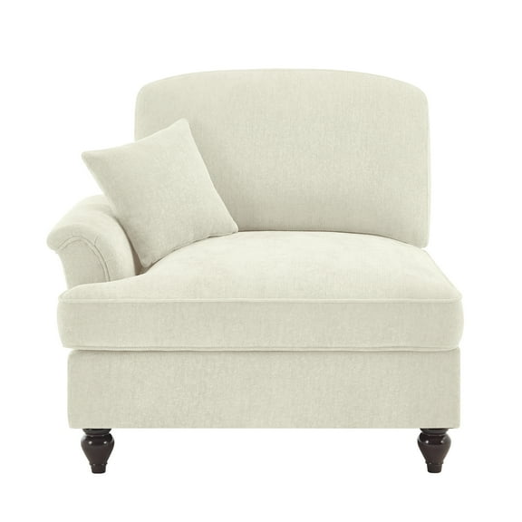Newest Multi-Functional Chenille Sofa, Beige White Convertible Single Seater, Includes Movable Pillow, Removable Skirt Creates 2 Styles, for Apartments