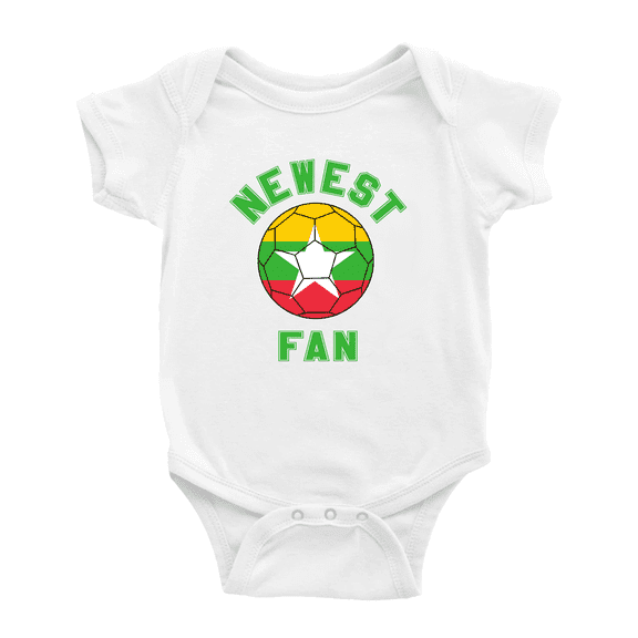 Newest Myanmar National Soccer Team Fan Cute Baby Clothes Unisex (White, 12-18 Months)