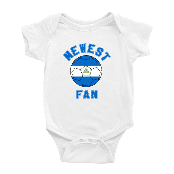 Newest Nicaragua National Soccer Team Fan Cute Baby Rompers (White, 12-18 Months)