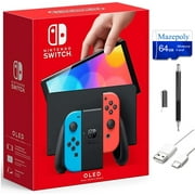 Newest Nintendo Switch 64G OLED Model Bundle, Nintendo Switch Console with Neon Red & Neon Blue Joy-Con Controllers, Vibrant 7-inch OLED Screen, 64GB Storage, HDMI, Bluetooth, Mazepoly Accessories