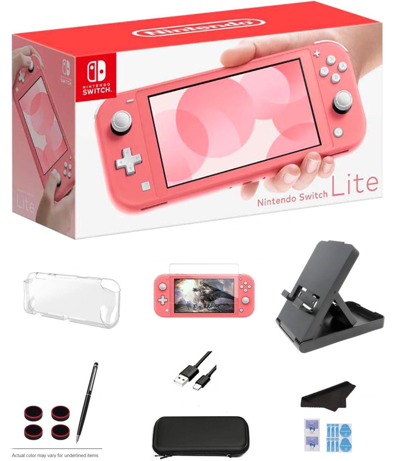 Newest Nintendo Switch Lite Coral Game Console with Extra External