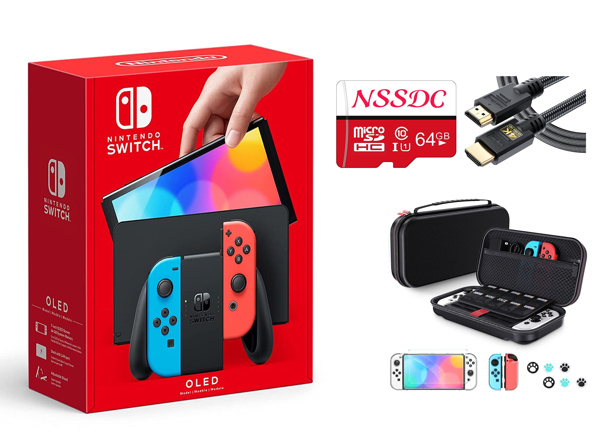 Newest Nintendo Switch Oled Neon Joy-Con Console With NSSDC 256gb Storage  Card, 10 in 1 Case and High Sped HDMI Bundl