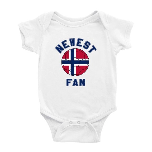 Newest Norway National Soccer Team Fan Cute Baby Rompers Newborn Clothes Outfits (White, 0-3 Months)