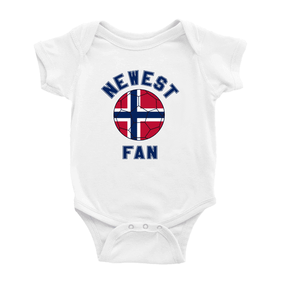 Newest Norway National Soccer Team Fan Cute Baby Rompers Newborn Clothes Outfits (White, 12-18 Months)