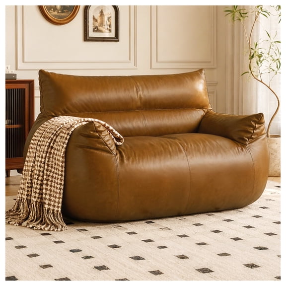 Newest Oversized Bean Bag Sofa, Tech Fabric Lounge Chair for Adults in Living Room & Bedroom, Brown