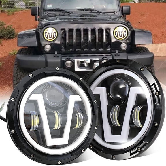 Newest Pair 7" Round LED Headlights Hi/Lo Beam H4 For Jeep Wrangler JK TJ CJ LJ