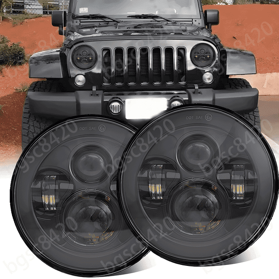 Newest Pair 7" Round LED Headlights Hi/Lo Beam H4 For Jeep Wrangler JK TJ CJ LJ