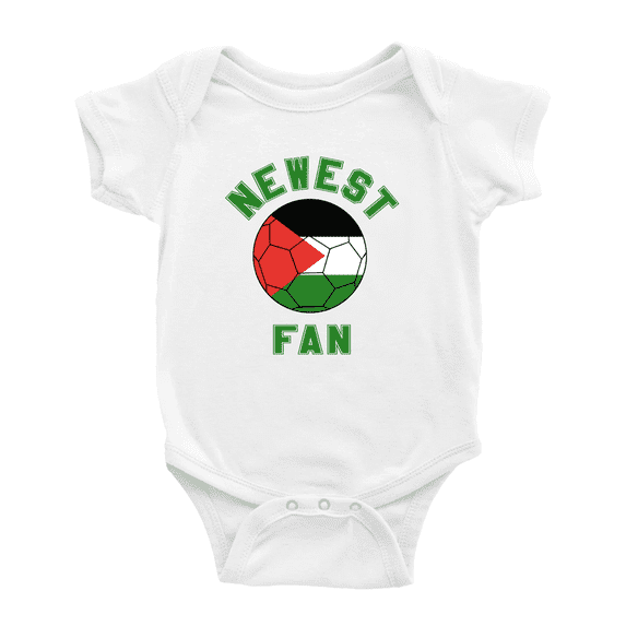 Newest Palestine National Soccer Team Fan Cute Baby Rompers Newborn Clothes Outfits (White, 6-12 Months)