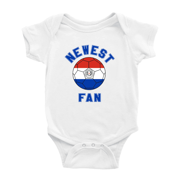 Newest Paraguay National Soccer Team Fan Baby Rompers Bodysuit (White, 6-12 Months)