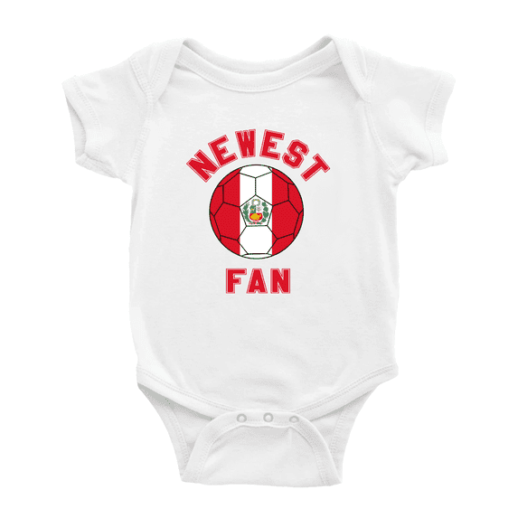 Newest Peru National Soccer Team Fan Cute Baby One-pieces (White, 0-3 Months)