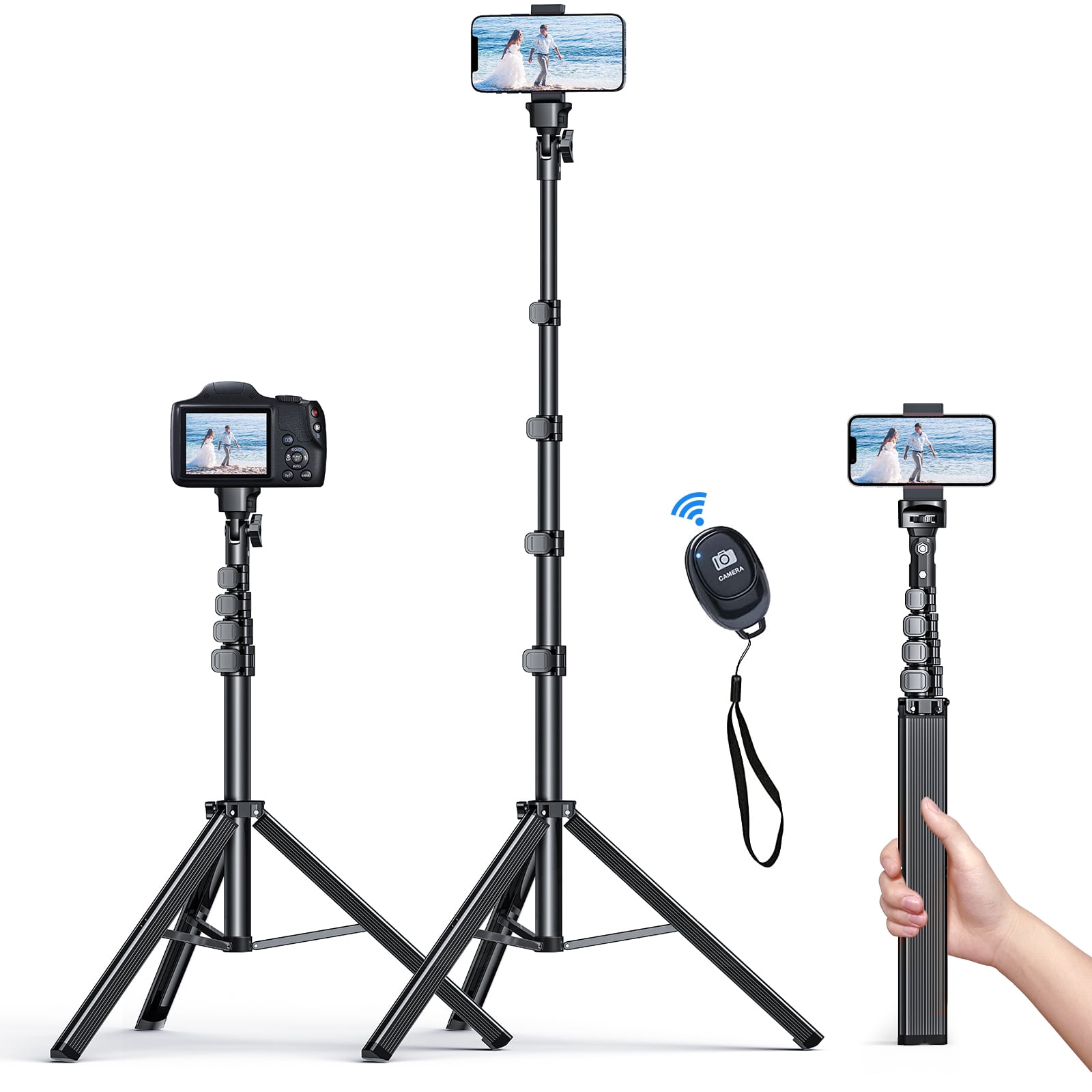 [Newest] Phone Tripod - 66" [Stable & Portable] iPhone Tripod Stand with Remote, NEXMEETravel Tripod for iPhone Compatible with iPhone 13 Pro Max / 13 Pro / 12 Pro Max/Samsung S21/ Camera/GoPro