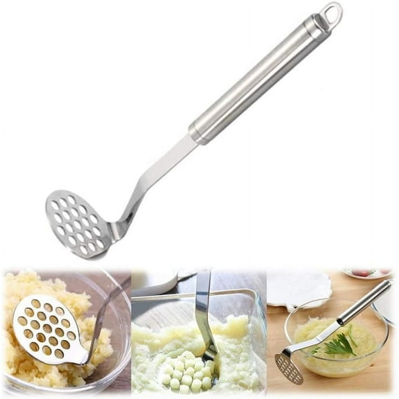 Newest Potato Masher Stainless Steel Potato Ricer with Soft Grip Non-Slip Handle, Kitchen Non-Stick Food Masher for Mashed Potatoes, Baby Food, Jam, Vegetable & Fruits
