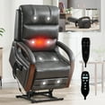 thumbnail image 1 of Newest Power Dark Grey Leatheraire Lift Recliner Chair Dual Motor Infinite Position Up to 350 LBS with Solid Wood Armrests, Heat Massage , Heavy Duty Motion Mechanism, 1 of 9