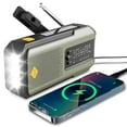 thumbnail image 1 of Newest Prociv Solar Emergency Wind Up Radio, Portable Hand Crank AM/FM Radio with SOS Alarm LED Torch, 2000mAh Rechargeable Power Bank USB Phone Charger Flashlight for Camping (Green), 1 of 9