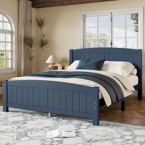 Newest Queen Size Platform Bed, Solid Wood Frame with Support Slats and ...