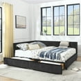 thumbnail image 1 of Newest Queen Size Upholstered Daybed with Tufted Backrest & Storage Drawers, Velvet Sofa Bed Frame for Bedroom & Living Room,Black, 1 of 13