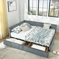 thumbnail image 1 of Newest Queen Size Upholstered Daybed with Tufted Backrest & Storage Drawers, Velvet Sofa Bed Frame for Bedroom & Living Room,Grey, 1 of 13
