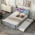 thumbnail image 1 of Newest Queen Storage Platform Bed with Trundle, Gray Bed Frame Includes 2 Drawers , LED Headboard, Space Saving Sleeper with Flexible Storag, 1 of 12