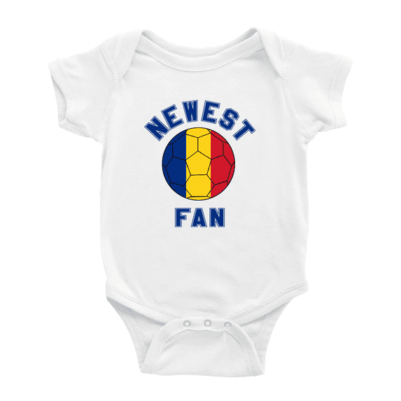 Newest Romania National Soccer Team Fan Baby Jumpsuits Newborn Clothes (White, 3-6 Months)