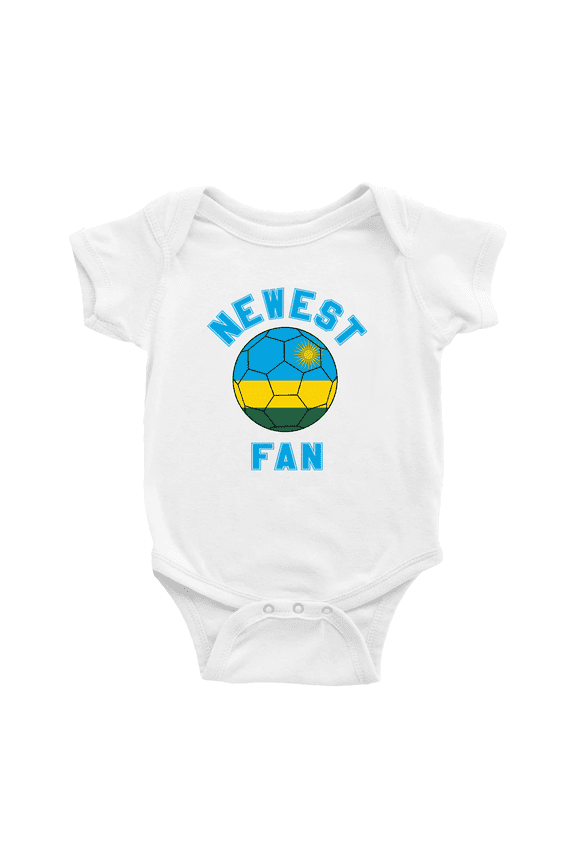 Newest Rwanda National Soccer Team Fan Baby Rompers (White, 3-6 Months)