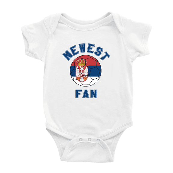 Newest Serbia National Soccer Team Fan Baby Rompers Baby Clothes (White, 3-6 Months)