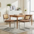 thumbnail image 1 of Newest Set of 2 Cantilever Dining Chairs, Velvet Seat & Rattan Back with Chrome Frame, Breuer Style, Coffee, 1 of 6