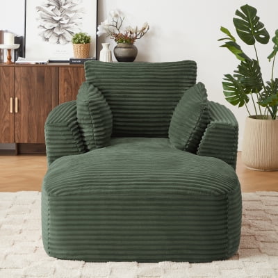 Newest Sleeper Cloud Modern Corduroy Chaise Lounge Chair with No Assembly Required,Green