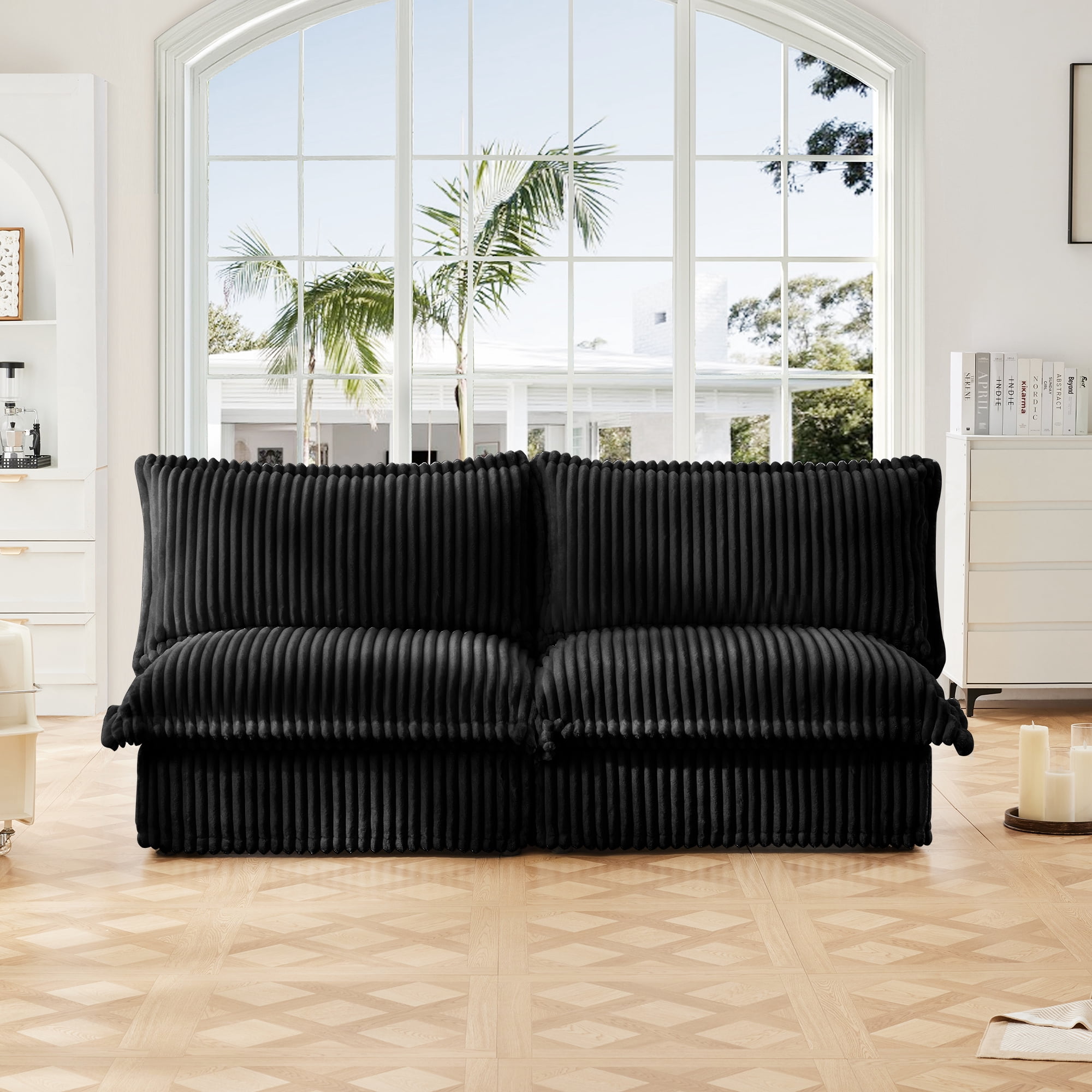Newest Slipcovered 2 Seater Armless Sofa, Free Combination Convertible