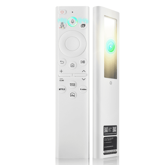 BN59-01391A Solar Voice TV Remote Replacement for Samsung Smart TV with Bluetooth Rechargeable Solar Cell, Compatible with Samsung 2020 to 2024 Neo LED 4K Ultra HD TV, 4 Shortcut Buttons, White