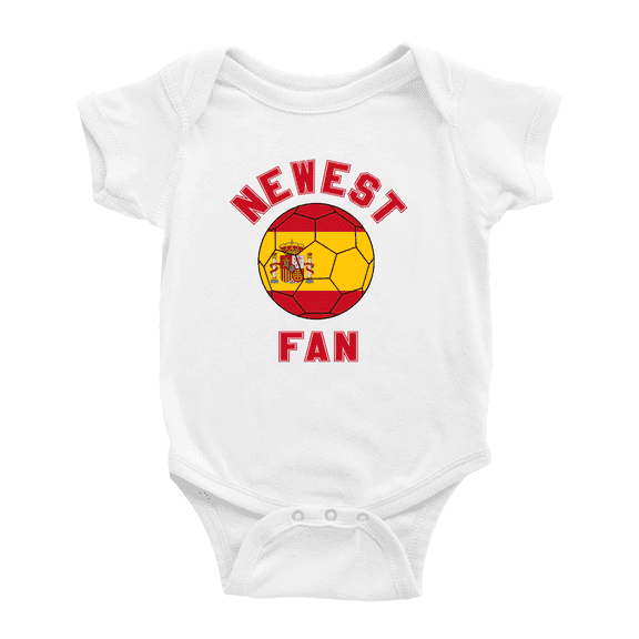 Newest Spain National Soccer Team Fan Cute Baby Rompers Baby Clothes (White, 3-6 Months)