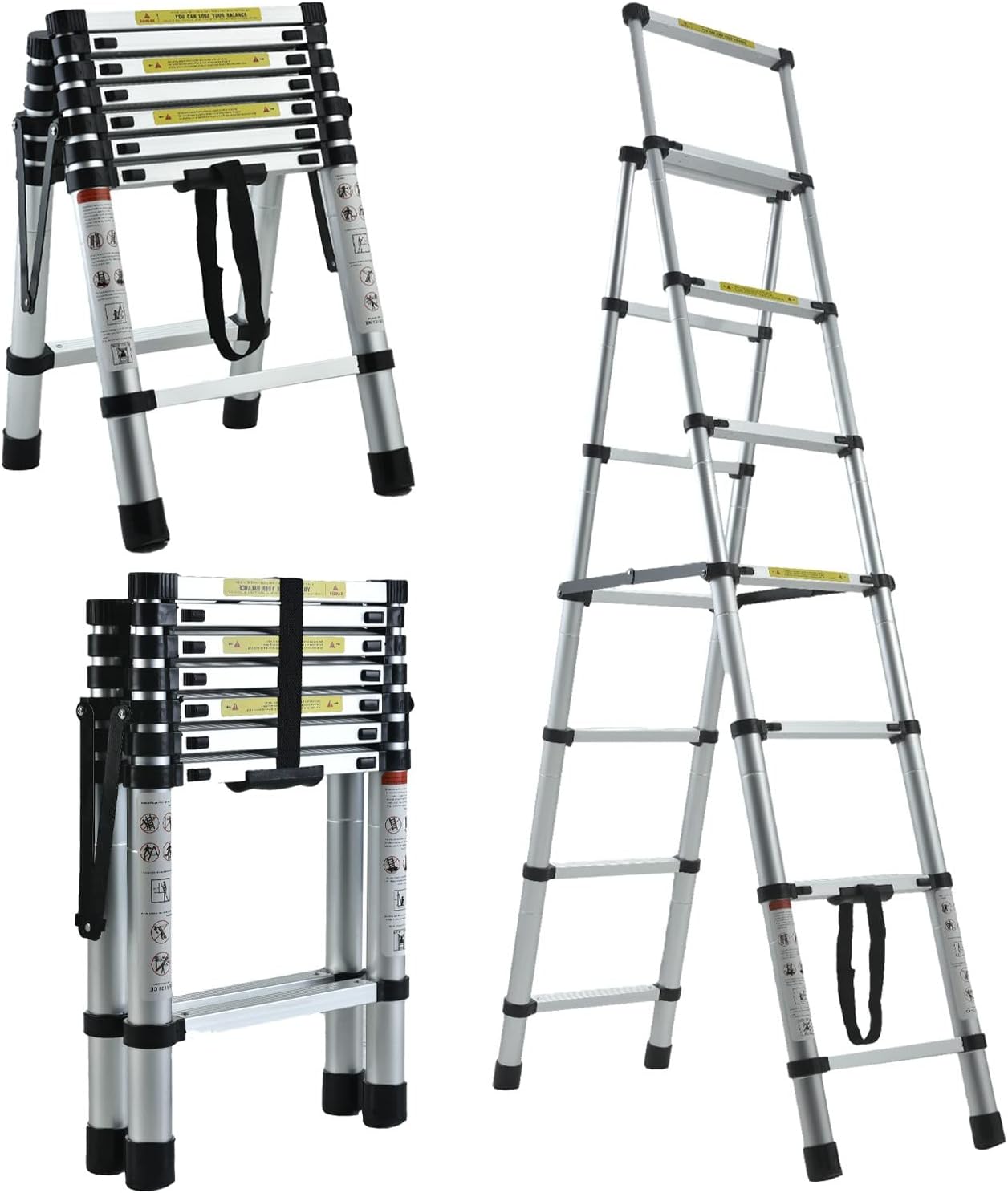 Newest Stainless Steel Telescoping Ladder 8.5FT/2.6M MultiPurpose