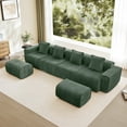 thumbnail image 1 of Newest Streamline Velvet Modular Sofa with French Piping & No Assembly for Large Family Room & Media Lounge, Green, 1 of 17