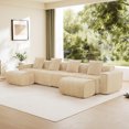 thumbnail image 1 of Newest 138" U-Shape Modular Velvet Sofa with 2 Movable Ottomans & French Piping, No Assembly Required, Light Camel, 1 of 10